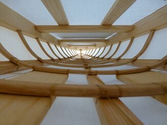 Sewing of the skin is completed - And here's an inside view to the stern